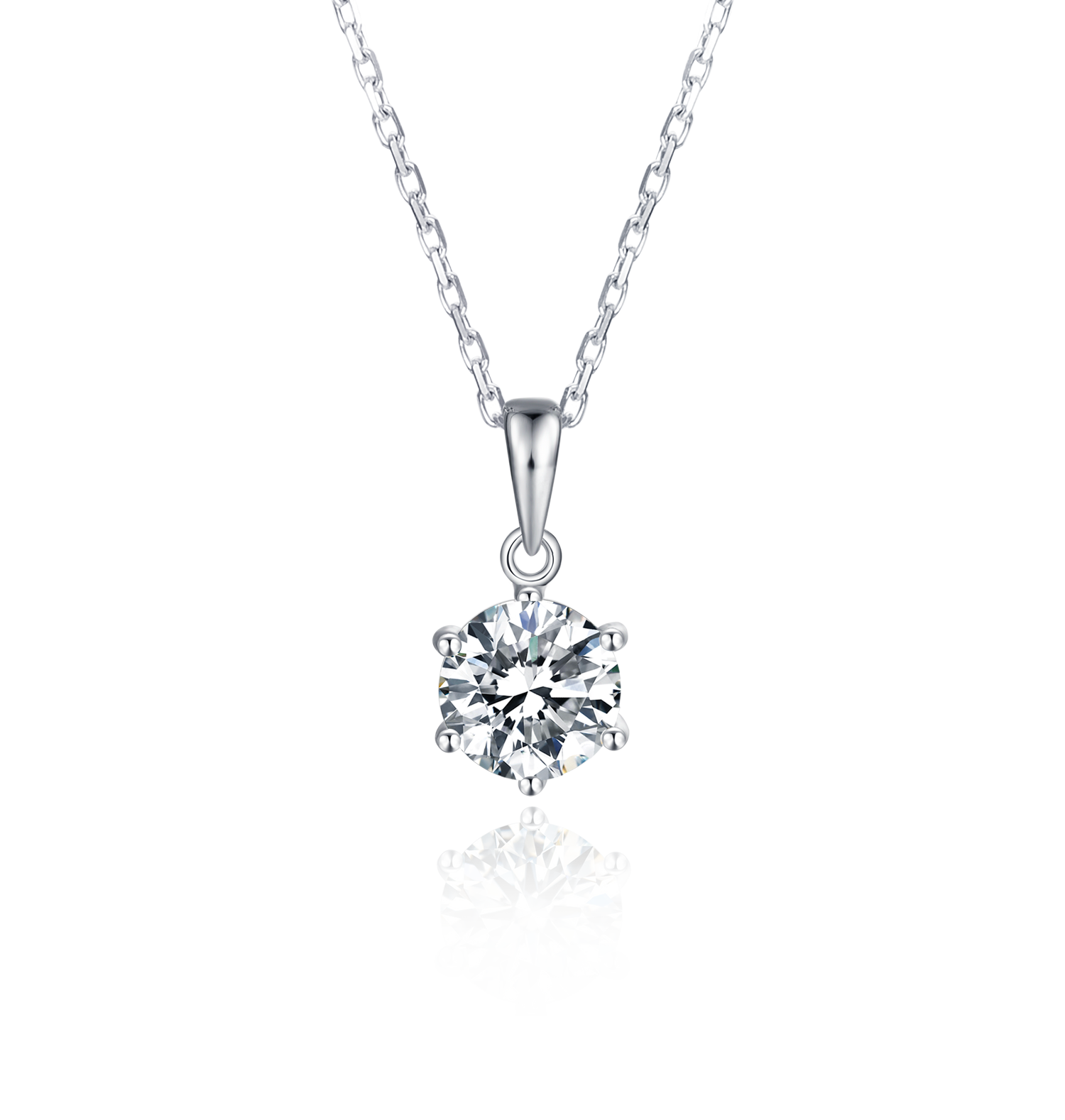 [Classic Six-claws] Moissanite Necklace in Sterling Silver