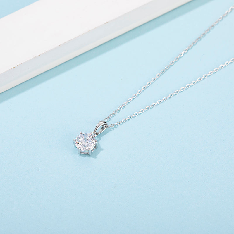 [Classic Six-claws] Moissanite Necklace in Sterling Silver