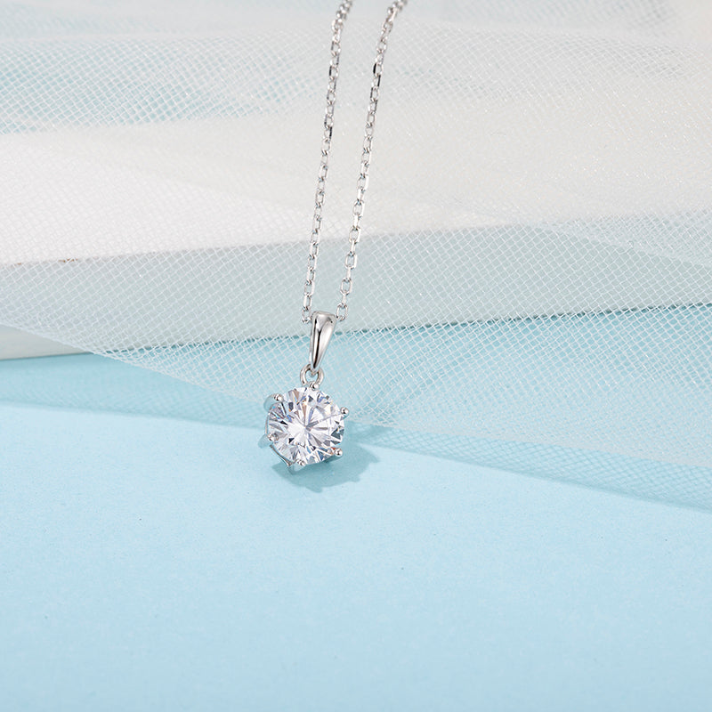 [Classic Six-claws] Moissanite Necklace in Sterling Silver