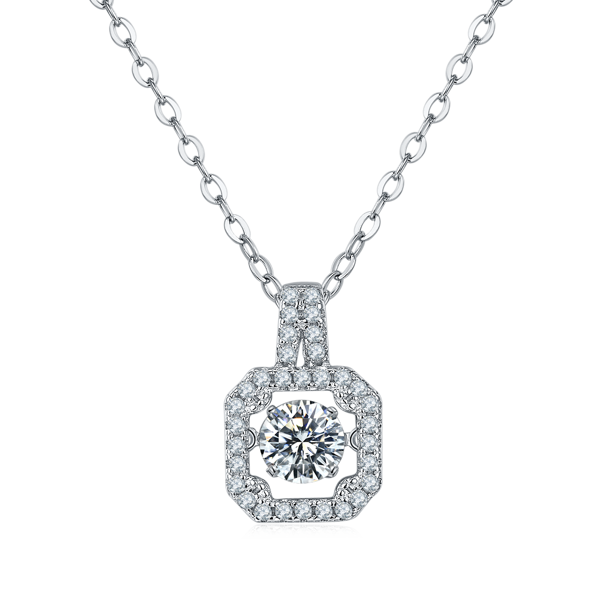 [Princess] 0.5 Carat D Color Moissanite Necklace in Sterling Silver