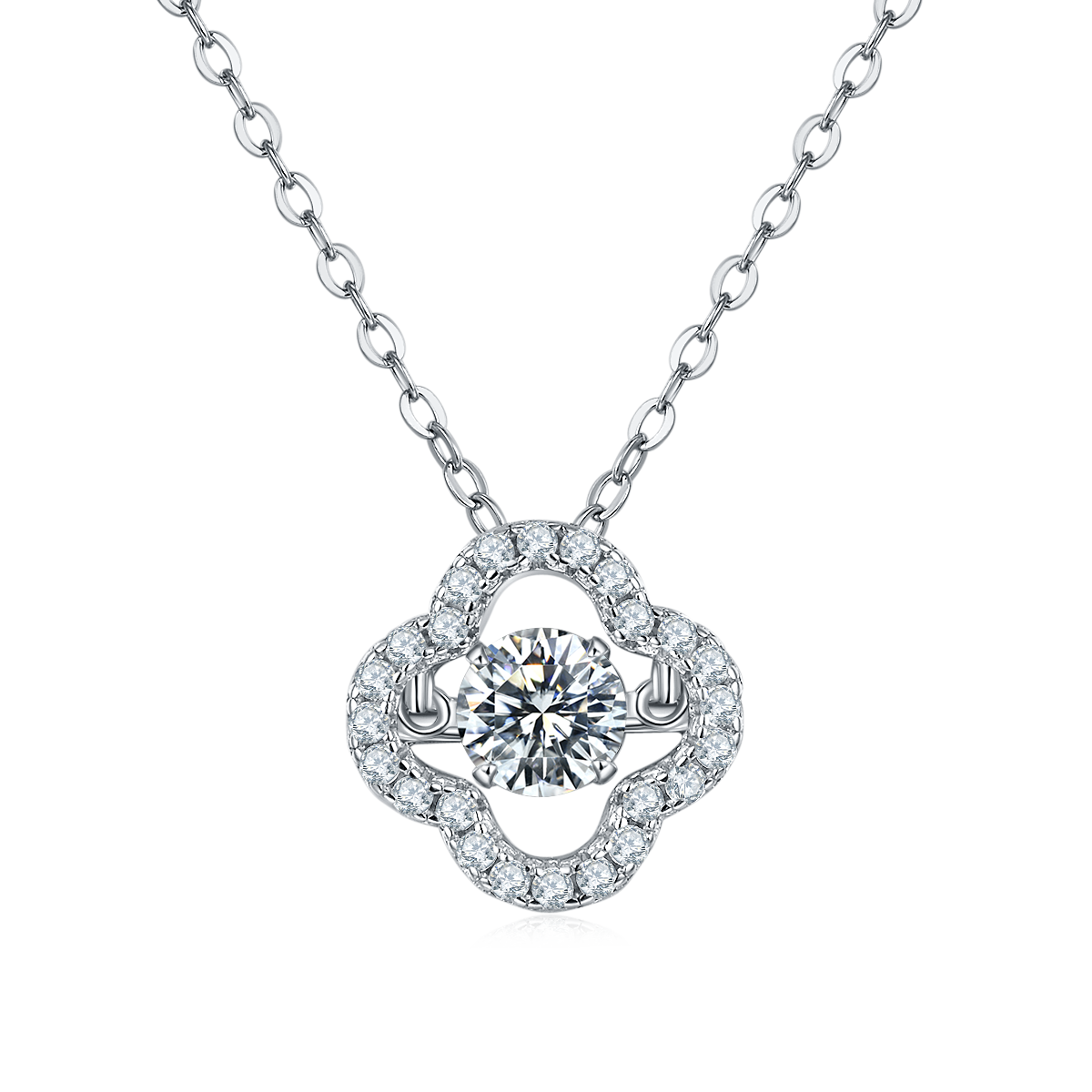 [Four-leaf Clover] 0.5 Carat D Color Moissanite Necklace in Sterling Silver