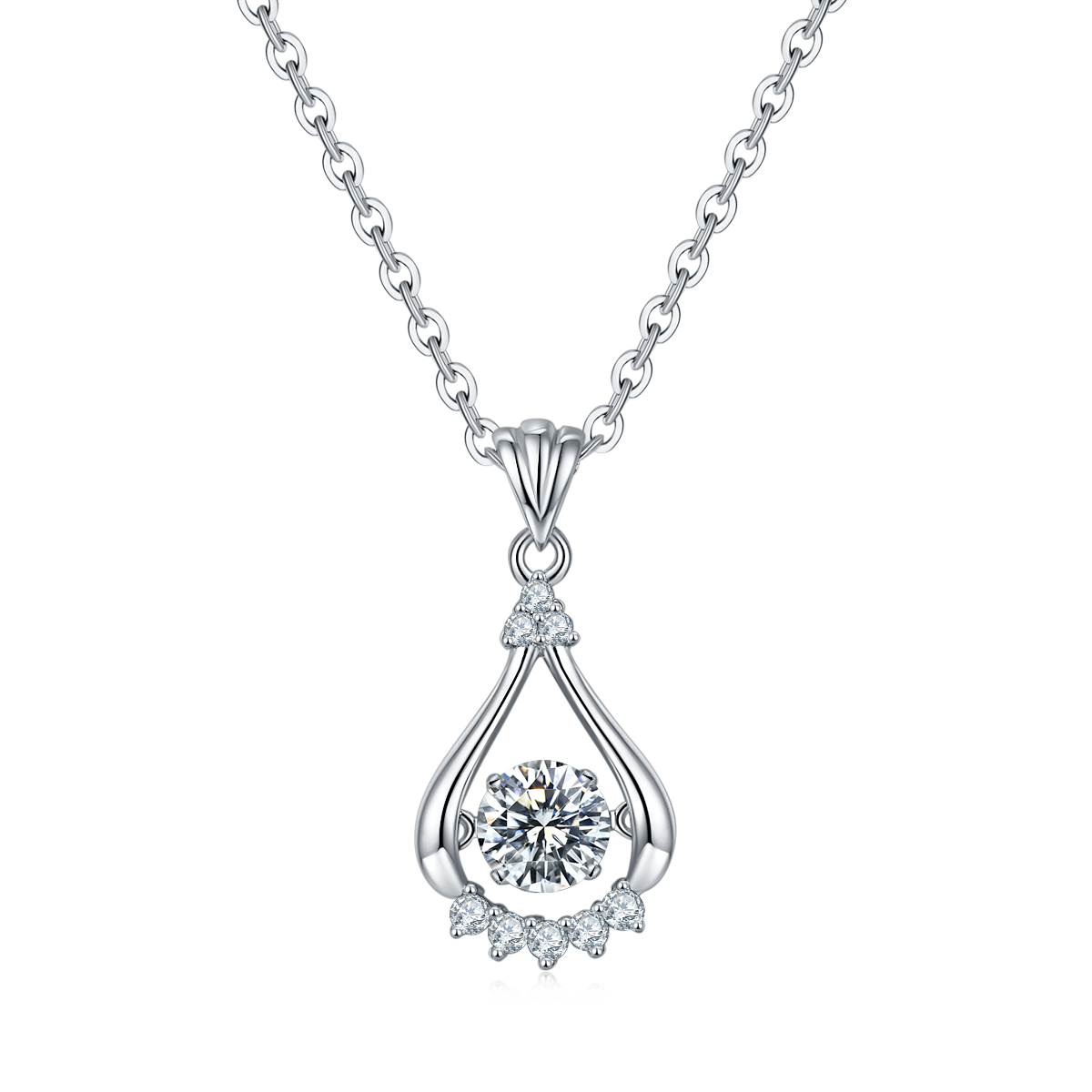 [The Gaze] 0.5 Carat D Color Moissanite Necklace in Sterling Silver