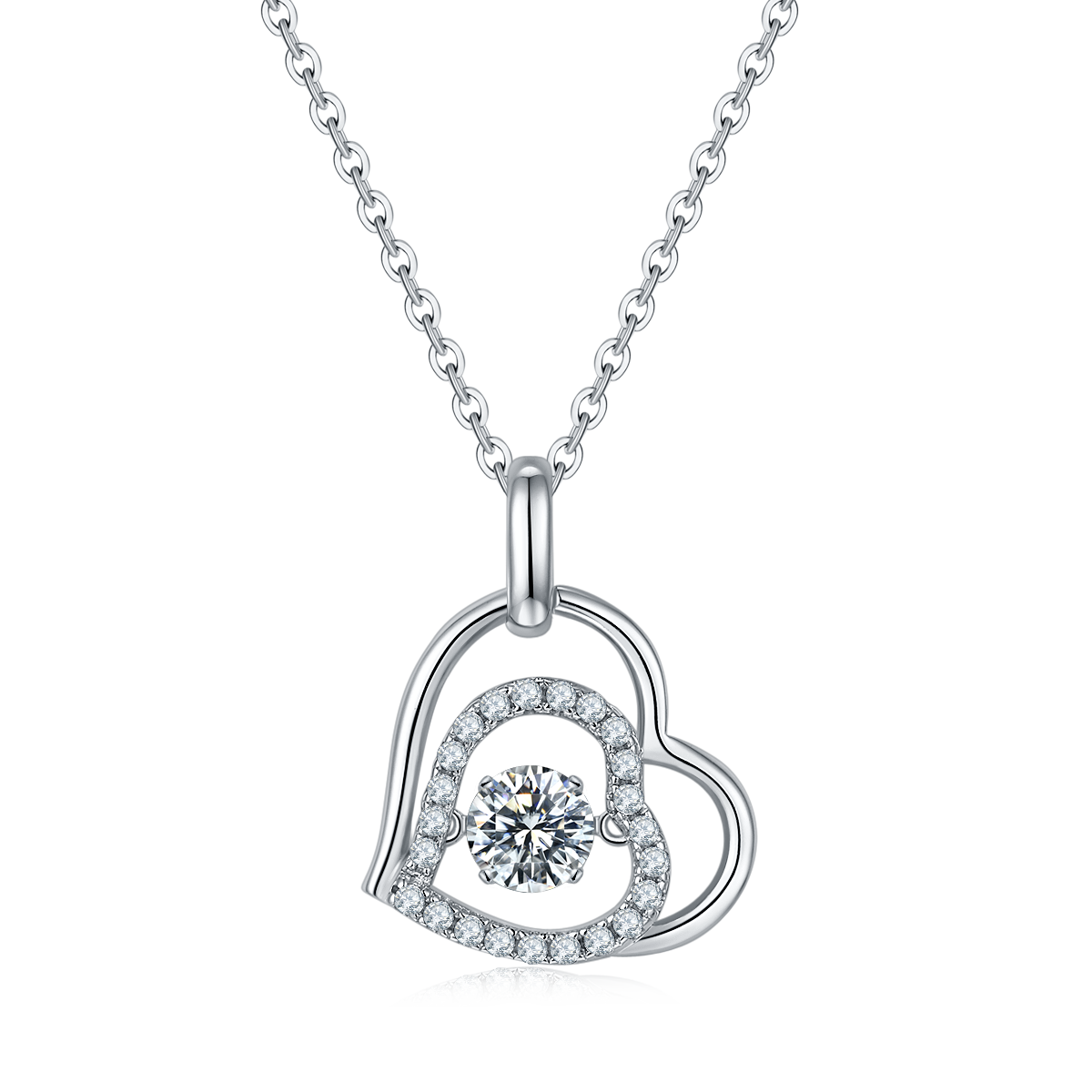 [Loving Heart] 0.5 Carat D Color Moissanite Necklace in Sterling Silver