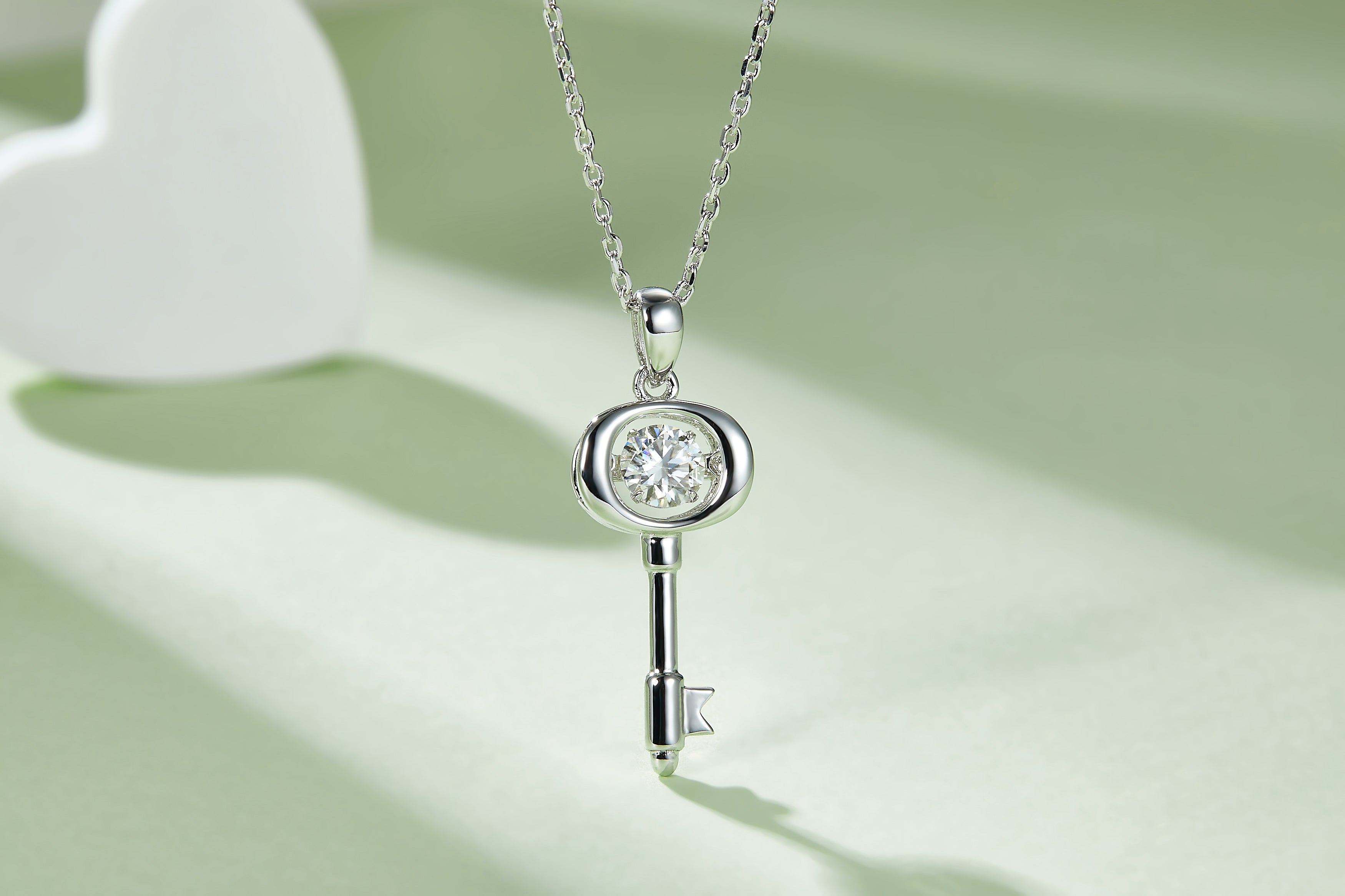 [Love Key] 0.5 Carat D Color Moissanite Necklace in Sterling Silver