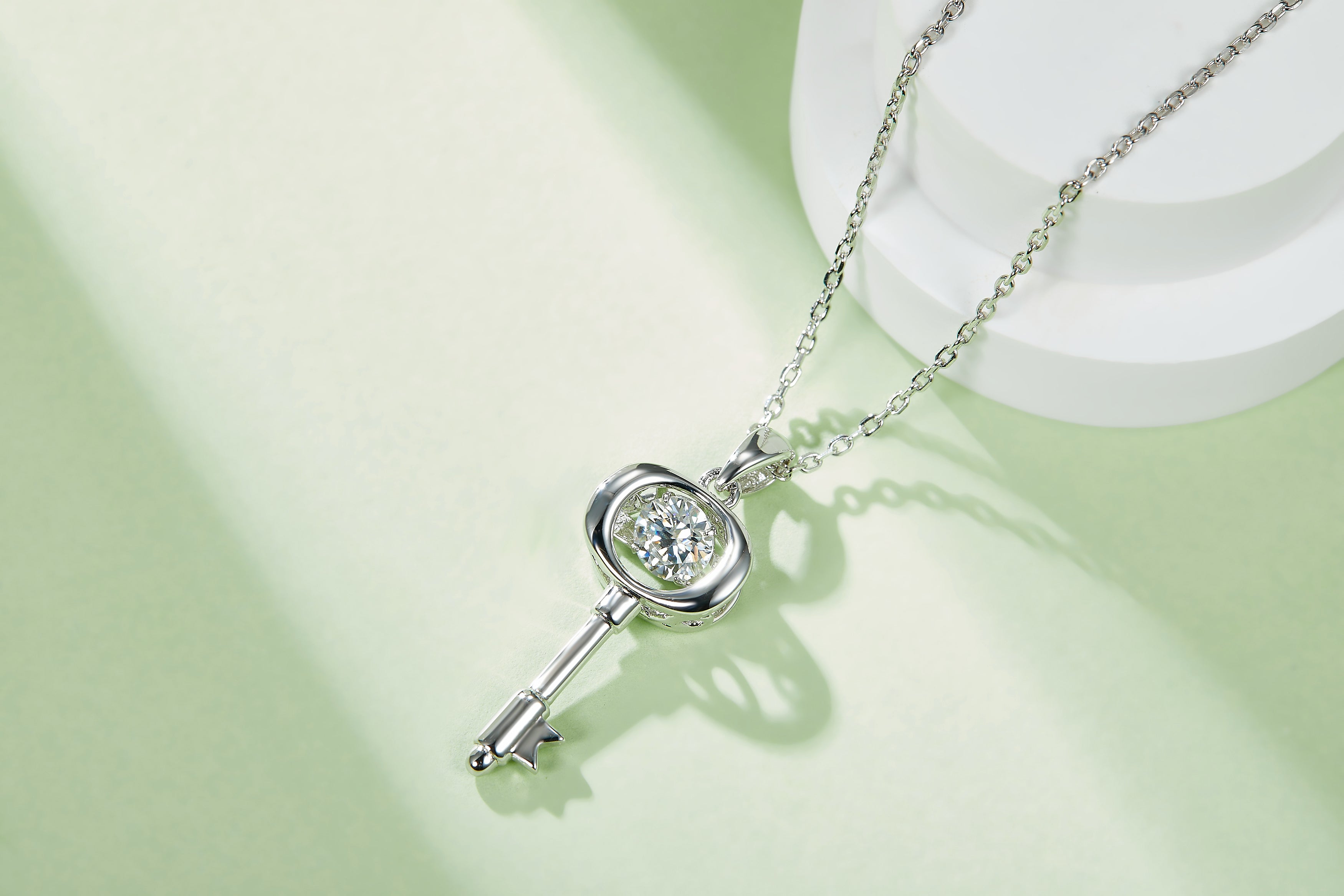 [Love Key] 0.5 Carat D Color Moissanite Necklace in Sterling Silver