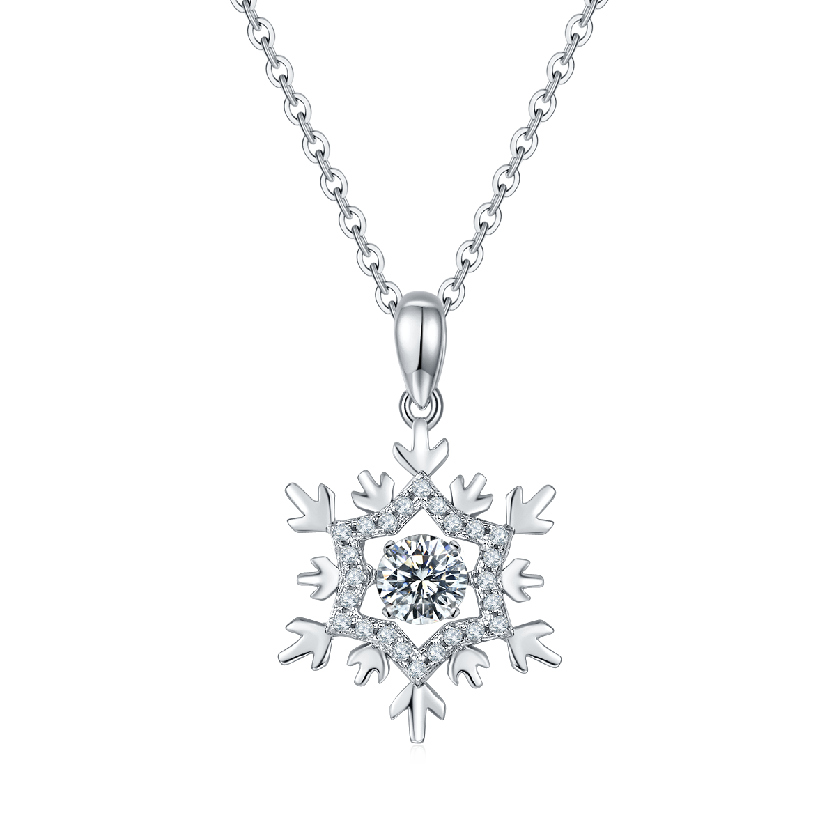 [Snowflake] 0.5 Carat D Color Moissanite Necklace in Sterling Silver