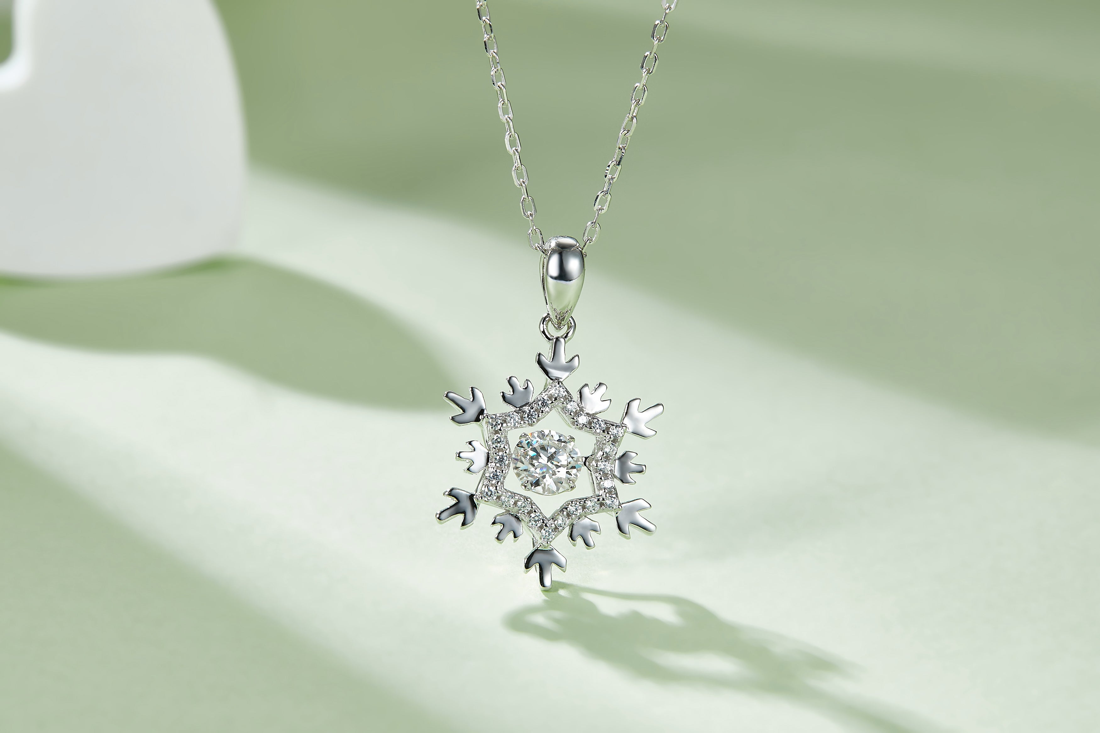 [Snowflake] 0.5 Carat D Color Moissanite Necklace in Sterling Silver