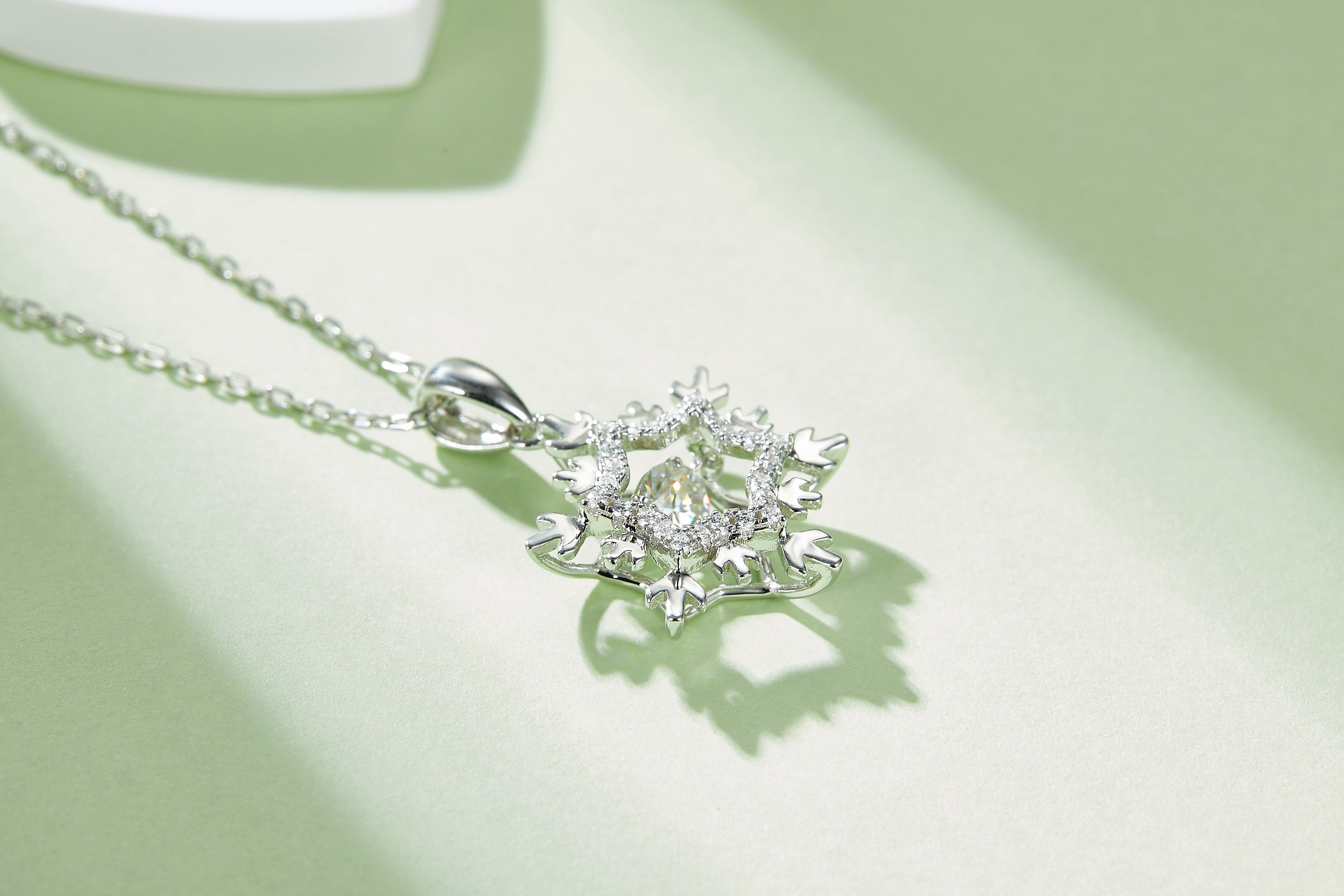 [Snowflake] 0.5 Carat D Color Moissanite Necklace in Sterling Silver