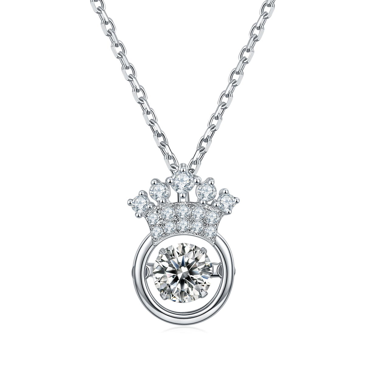 [Little Crown] 0.5 Carat D Color Moissanite Necklace in Sterling Silver