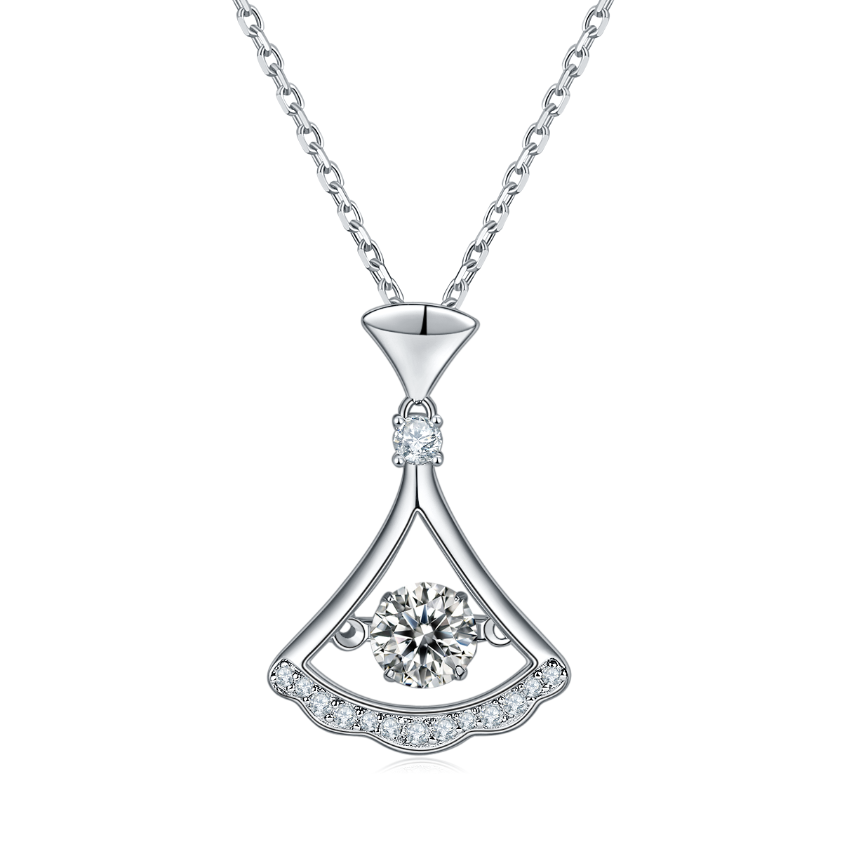 [Lively Dance] 0.5 Carat D Color Moissanite Necklace in Sterling Silver