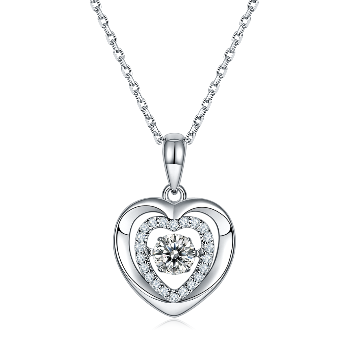 [Heart Embrace] 0.5 Carat D Color Moissanite Necklace in Sterling Silver