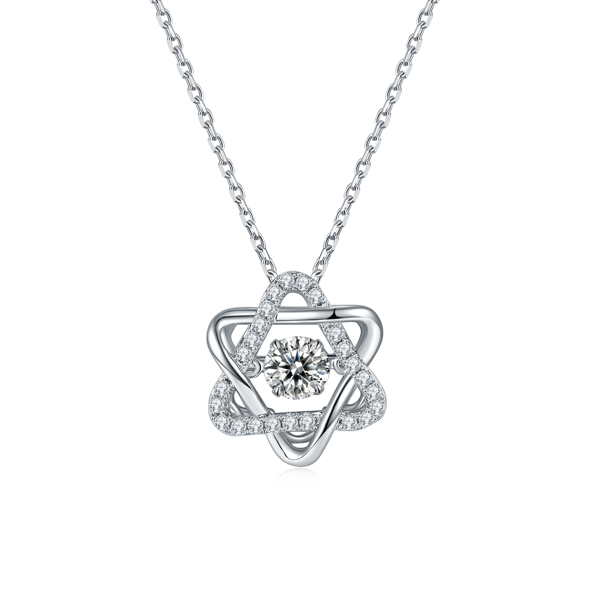 [Hexagram] 0.5 Carat D Color Moissanite Necklace in Sterling Silver