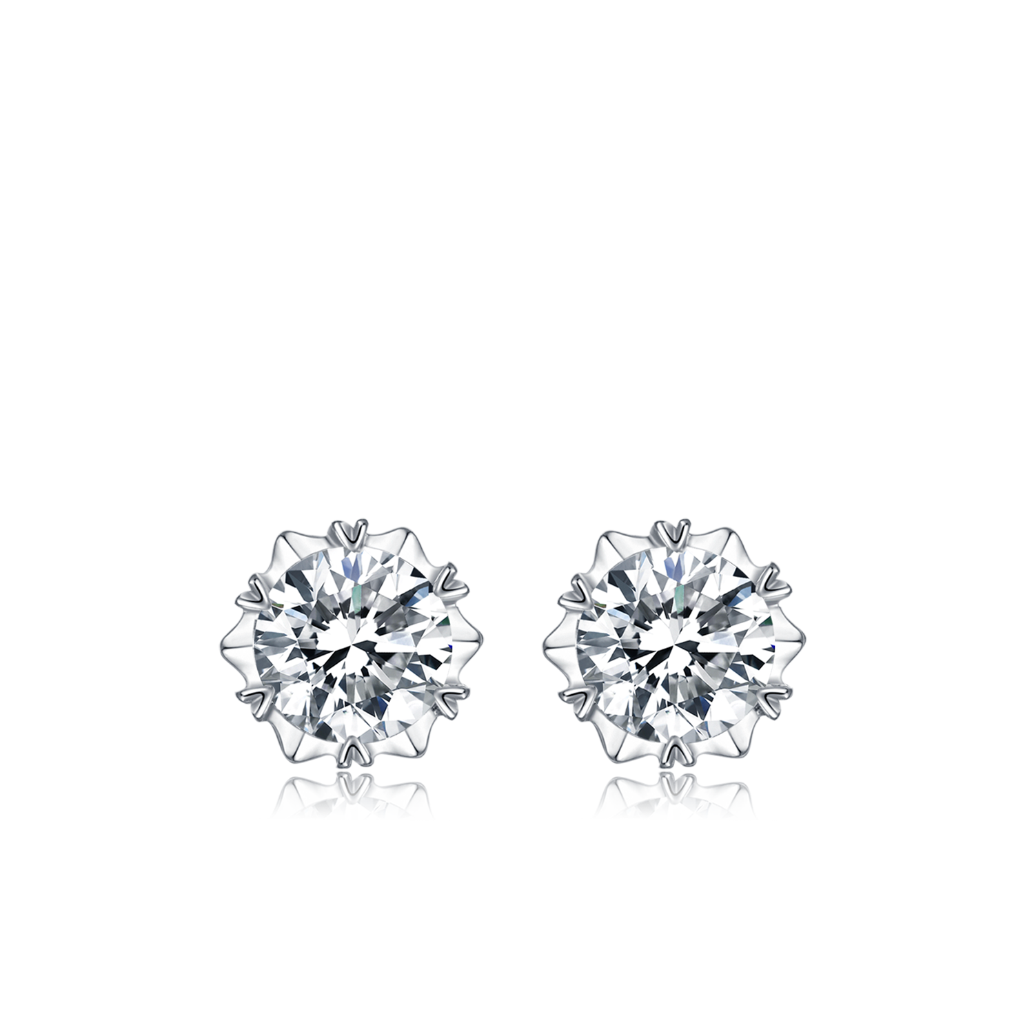[Classic Snowflake] Moissanite Earrings in Sterling Silver