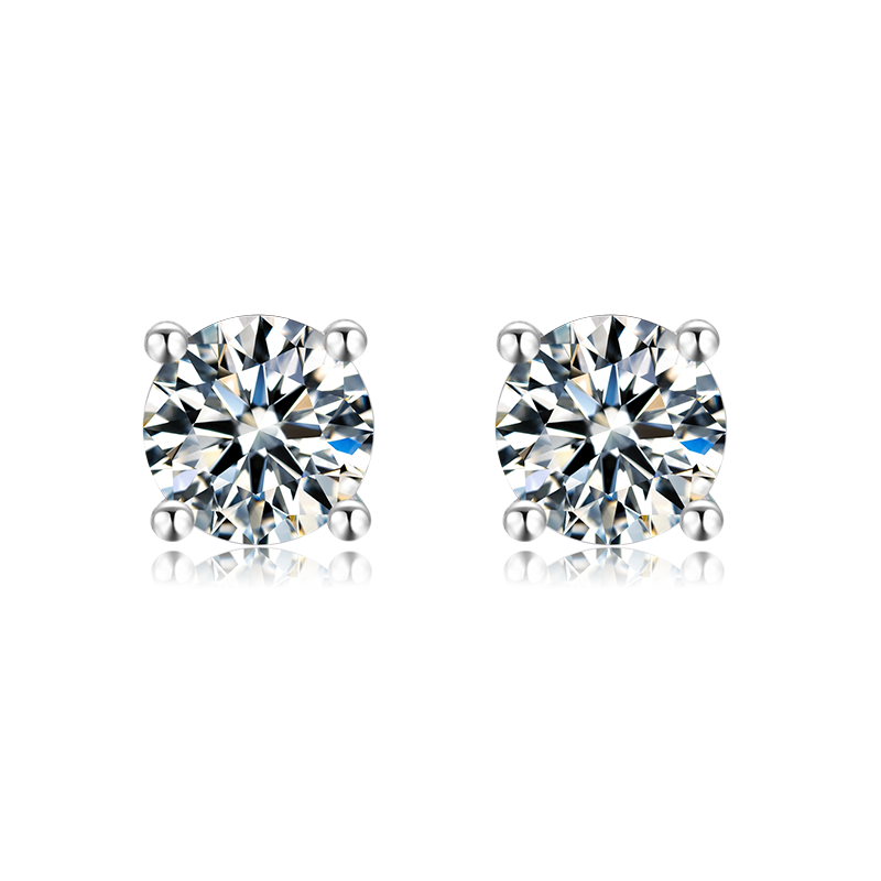 [Classic Four-claws] Moissanite Earrings in Sterling Silver