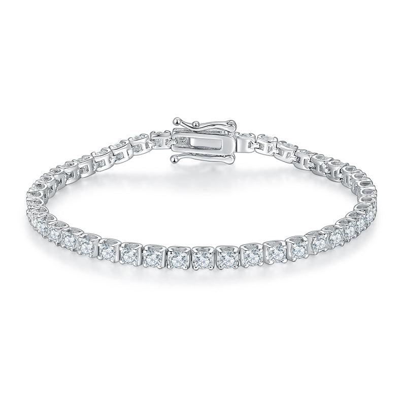 Classic Bull Head Moissanite Tennis Bracelet in Sterling Silver