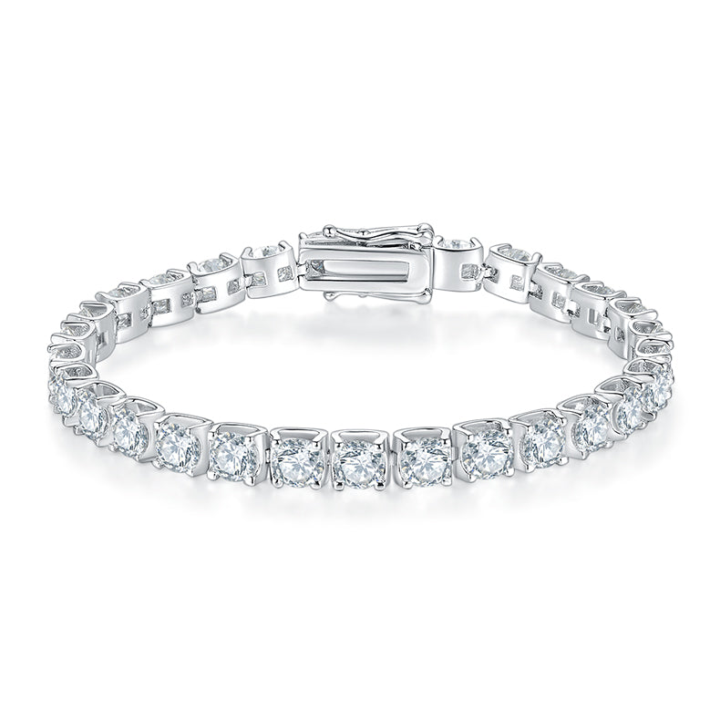 Classic Bull Head Moissanite Tennis Bracelet in Sterling Silver