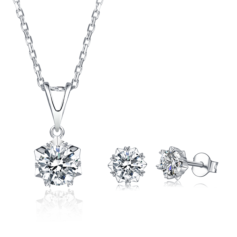 [Classic Snowflake] Moissanite Jewelry Sets in Sterling Silver