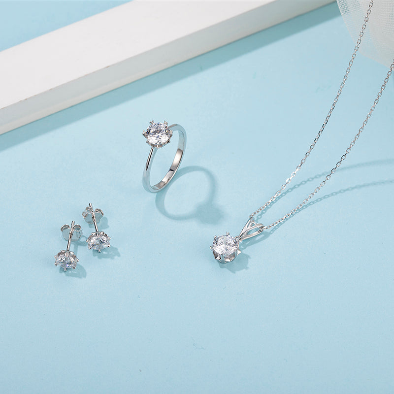 [Classic Snowflake] Moissanite Jewelry Sets in Sterling Silver