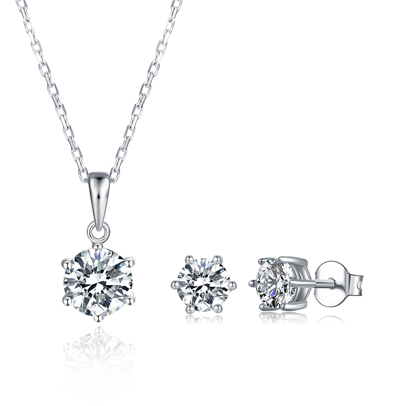 [Classic Six-claws] Moissanite Jewelry Sets in Sterling Silver