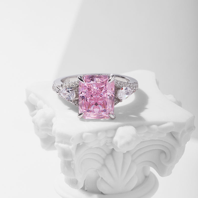 [Pink Radiant] Cubic Zirconia Ring in Sterling Silver