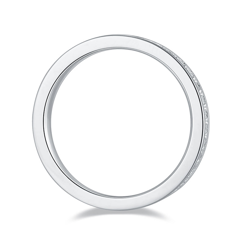 Straight Arm Micro-paved Moissanite Eternity Ring in Sterling Silver 1.5mm