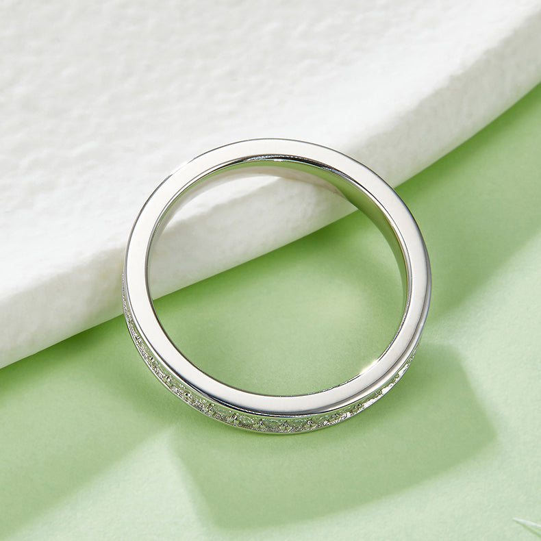 Straight Arm Micro-paved Moissanite Eternity Ring in Sterling Silver 1.5mm