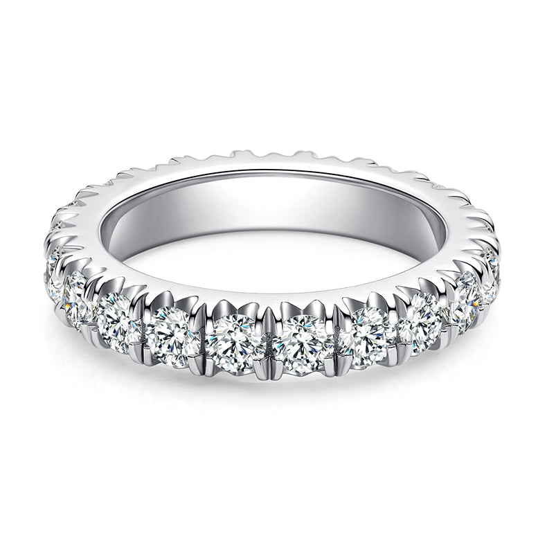 Straight Arm Micro-paved Moissanite Eternity Ring in Sterling Silver 3.0mm