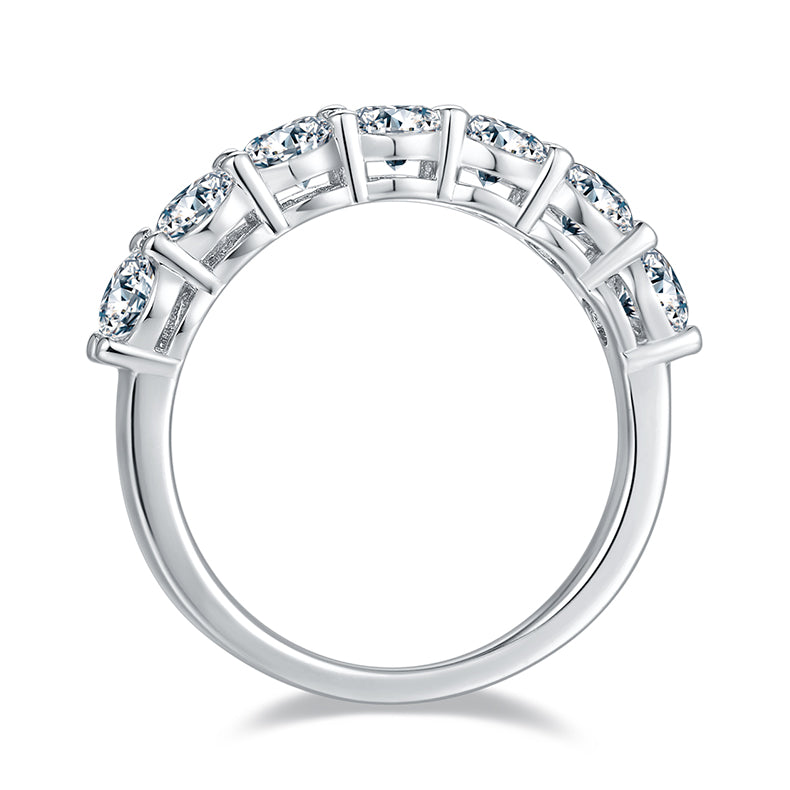 [Round] Straight Arm 2.1 carat Micro-paved Moissanite Eternity Ring in Sterling Silver