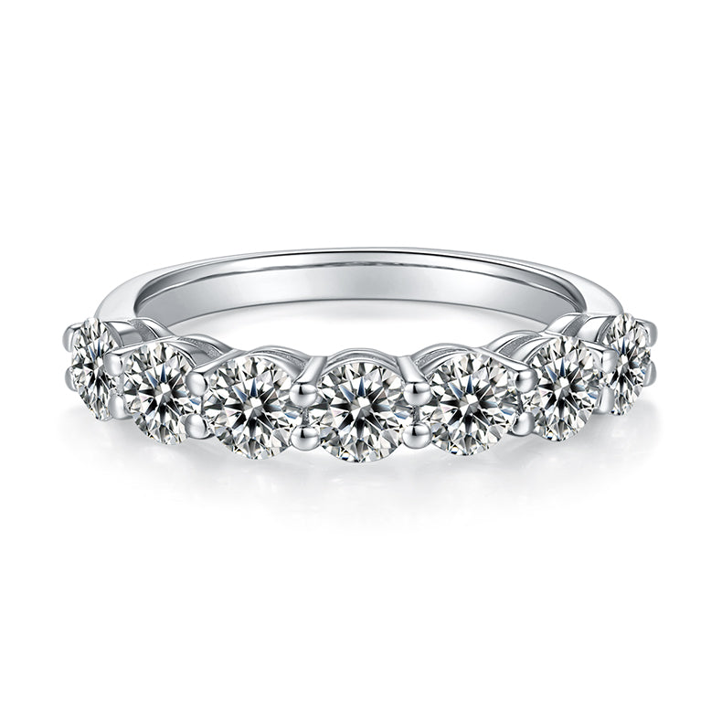 [Round] Straight Arm 2.1 carat Micro-paved Moissanite Eternity Ring in Sterling Silver