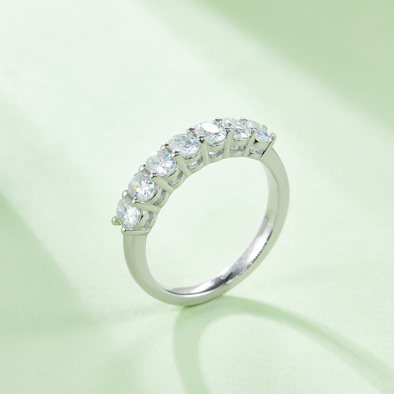 [Oval] Straight Arm 2.1 carat Micro-paved Moissanite Eternity Ring in Sterling Silver