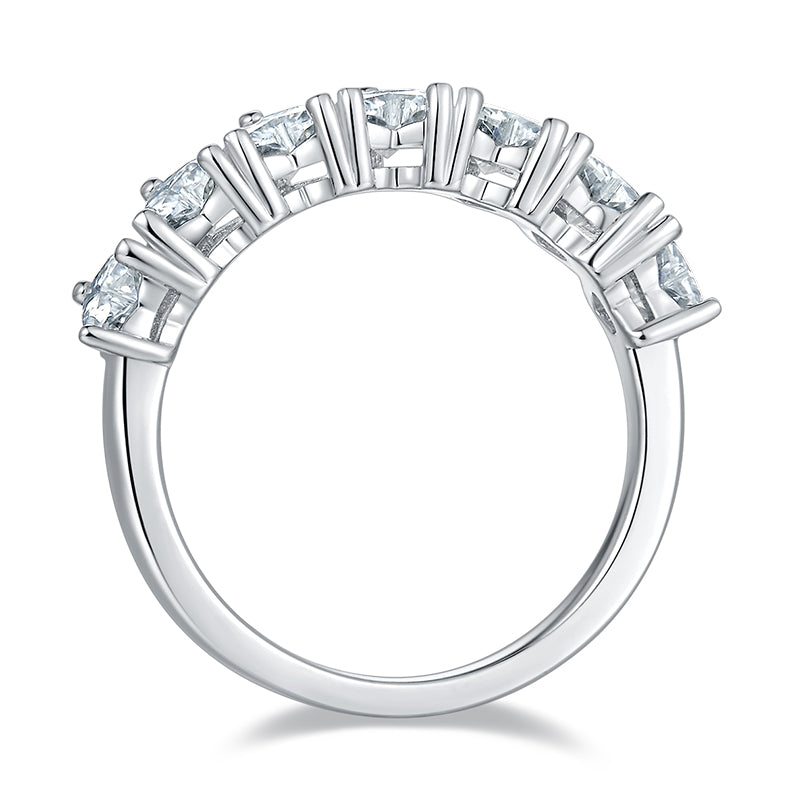 [Heart] Straight Arm 2.1 carat Micro-paved Moissanite Eternity Ring in Sterling Silver