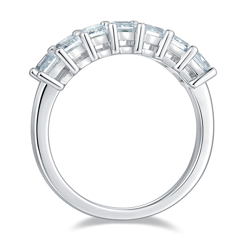 [Emerald] Straight Arm 2.1 carat Micro-paved Moissanite Eternity Ring in Sterling Silver