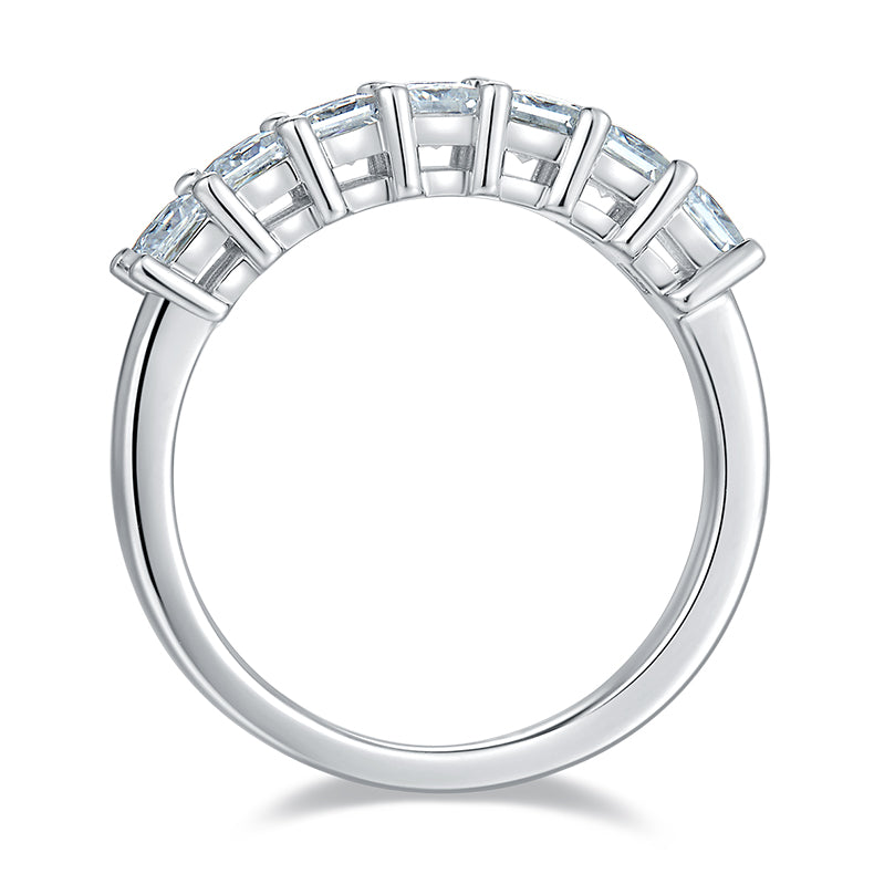 [Square] Straight Arm 2.1 carat Micro-paved Moissanite Eternity Ring in Sterling Silver