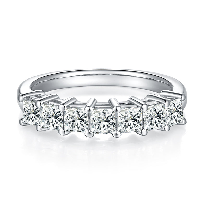 [Square] Straight Arm 2.1 carat Micro-paved Moissanite Eternity Ring in Sterling Silver