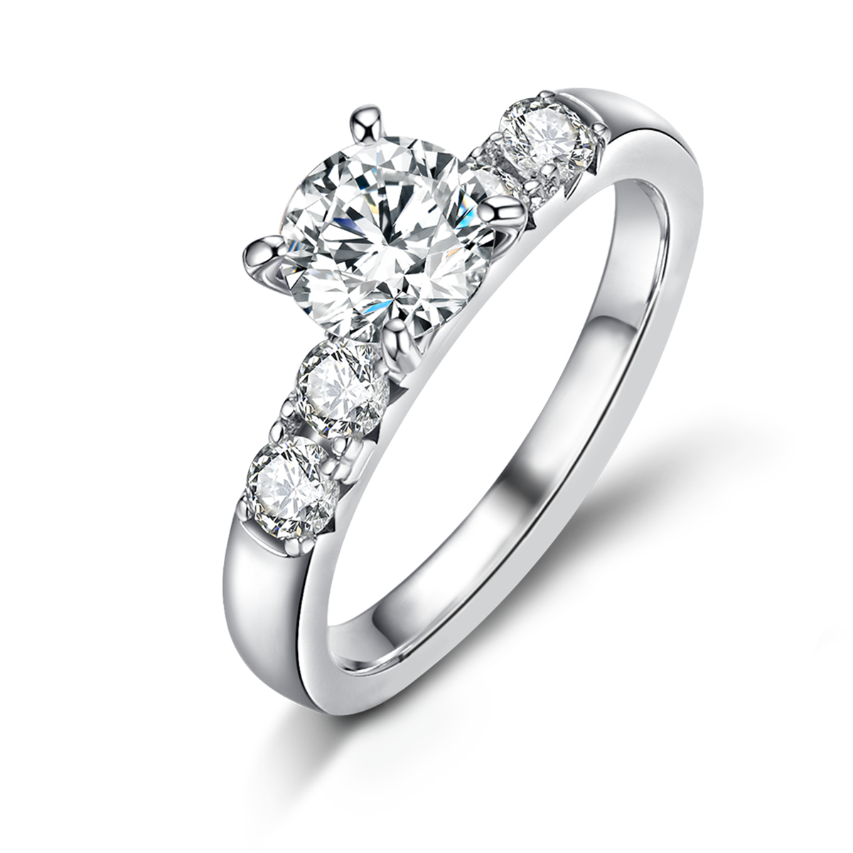 Four Claws 0.8 carat Lab-Grown Diamond Ring in 18K White Gold main and side stackable ring set