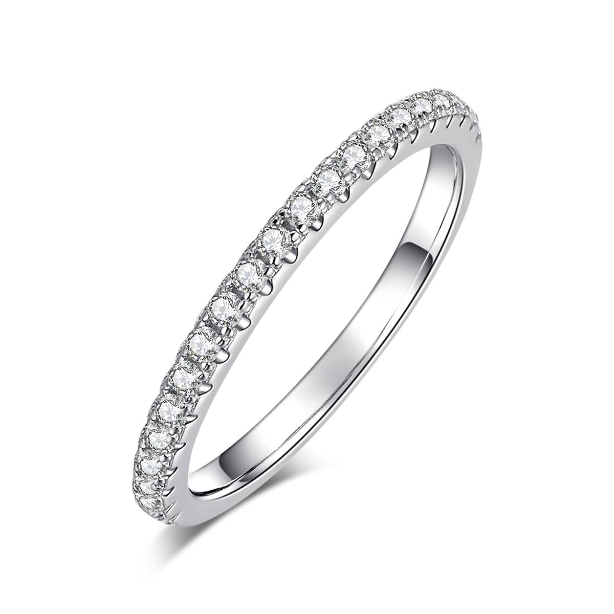 Round 1 carat Lab-Grown Diamond Ring in 18K White Gold main and side stackable ring set