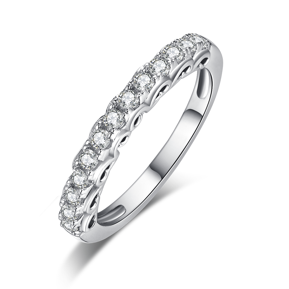 Four Claws 1 carat Lab-Grown Diamond Ring in 18K White Gold main and side stackable ring set