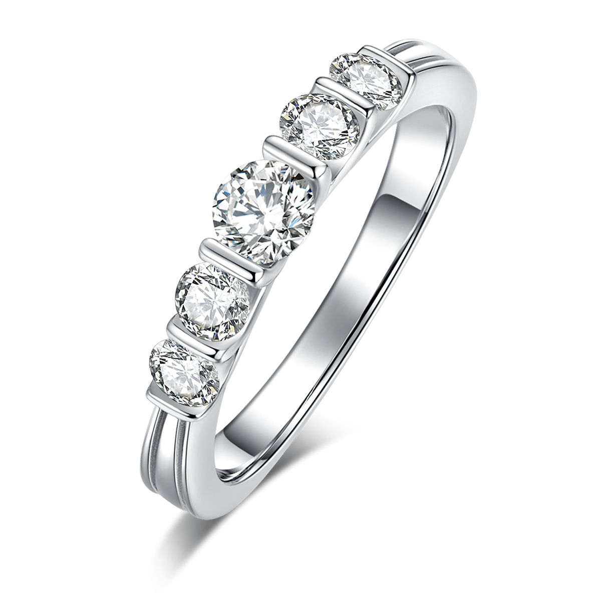 Four Claws 1 carat Lab-Grown Diamond Ring in 18K White Gold main and side stackable ring set