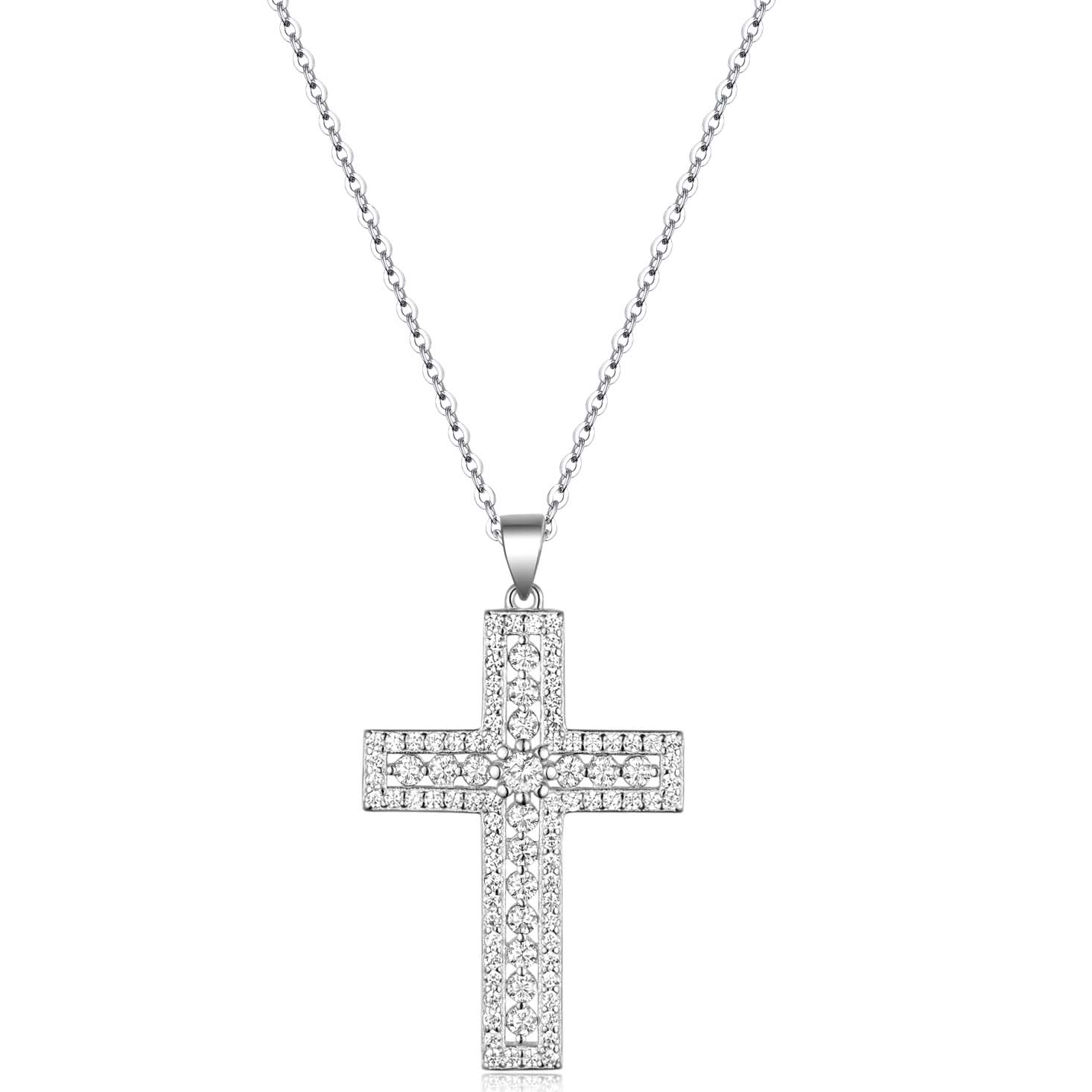 [Cross] 0.38 carat Moissanite Necklace in Sterling Silver