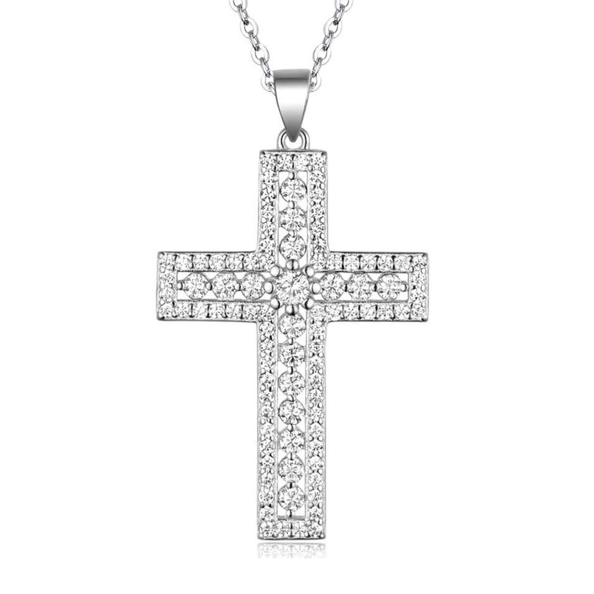 [Cross] 0.38 carat Moissanite Necklace in Sterling Silver