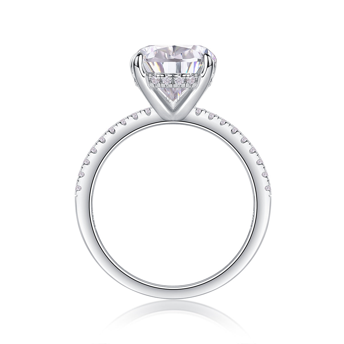[Lavish Pear] Straight Arm Micro-paved 5.0 carat Moissanite Ring in Sterling Silver