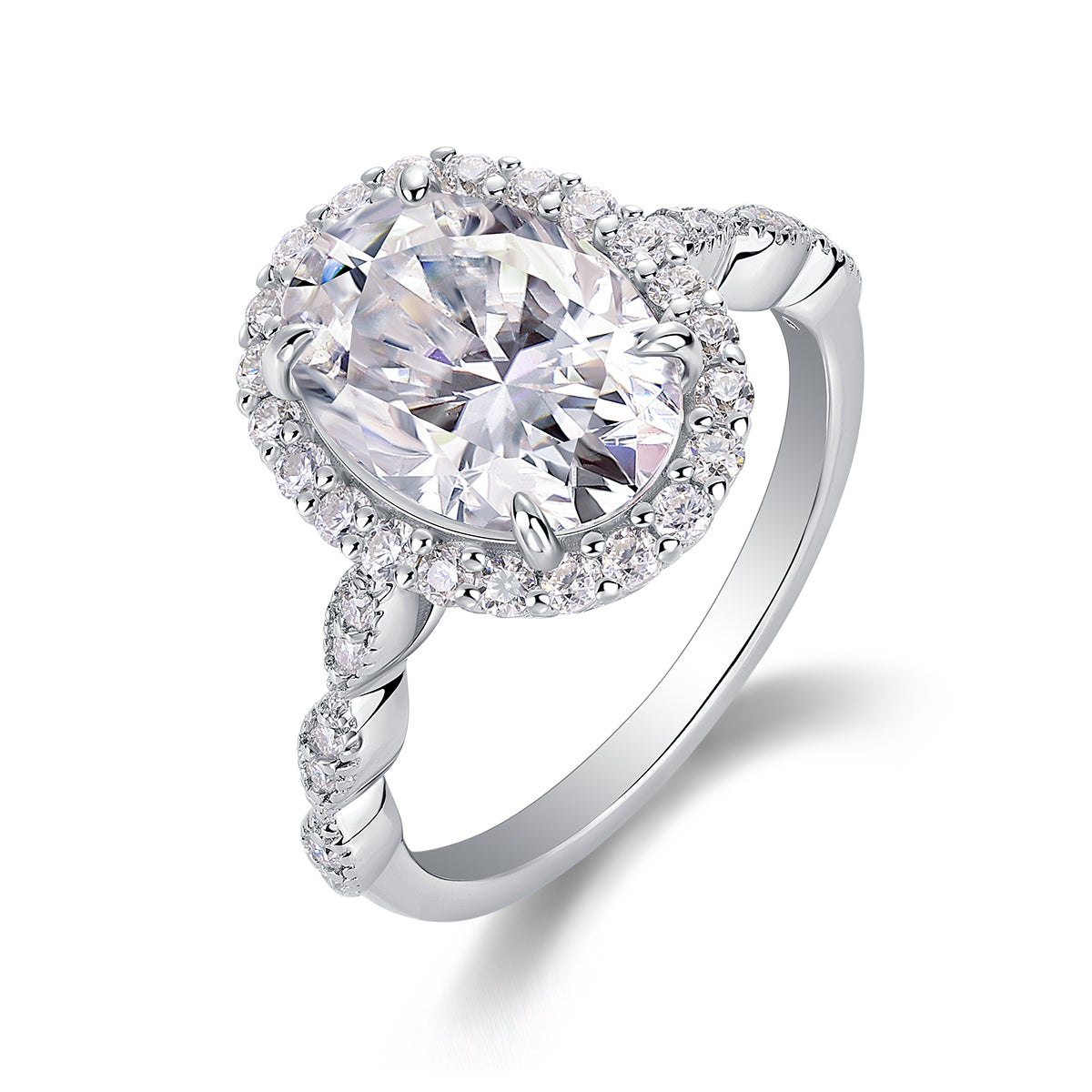 [Lavish Oval] Straight Arm Micro-paved 4.5 carat Moissanite Ring in Sterling Silver
