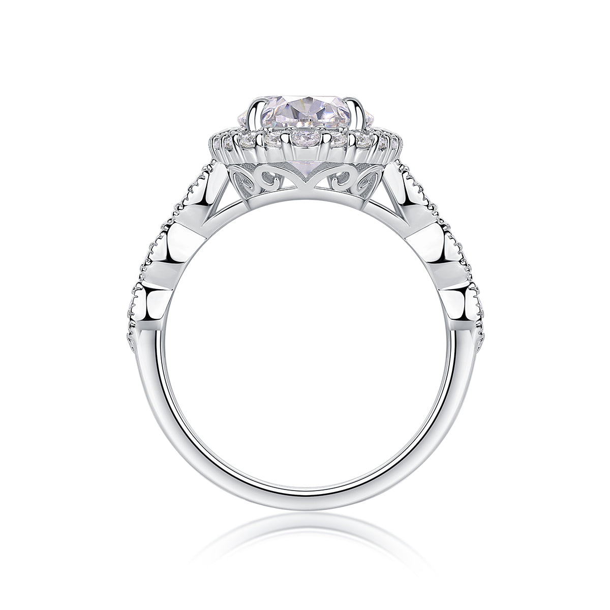 [Lavish Oval] Straight Arm Micro-paved 4.5 carat Moissanite Ring in Sterling Silver