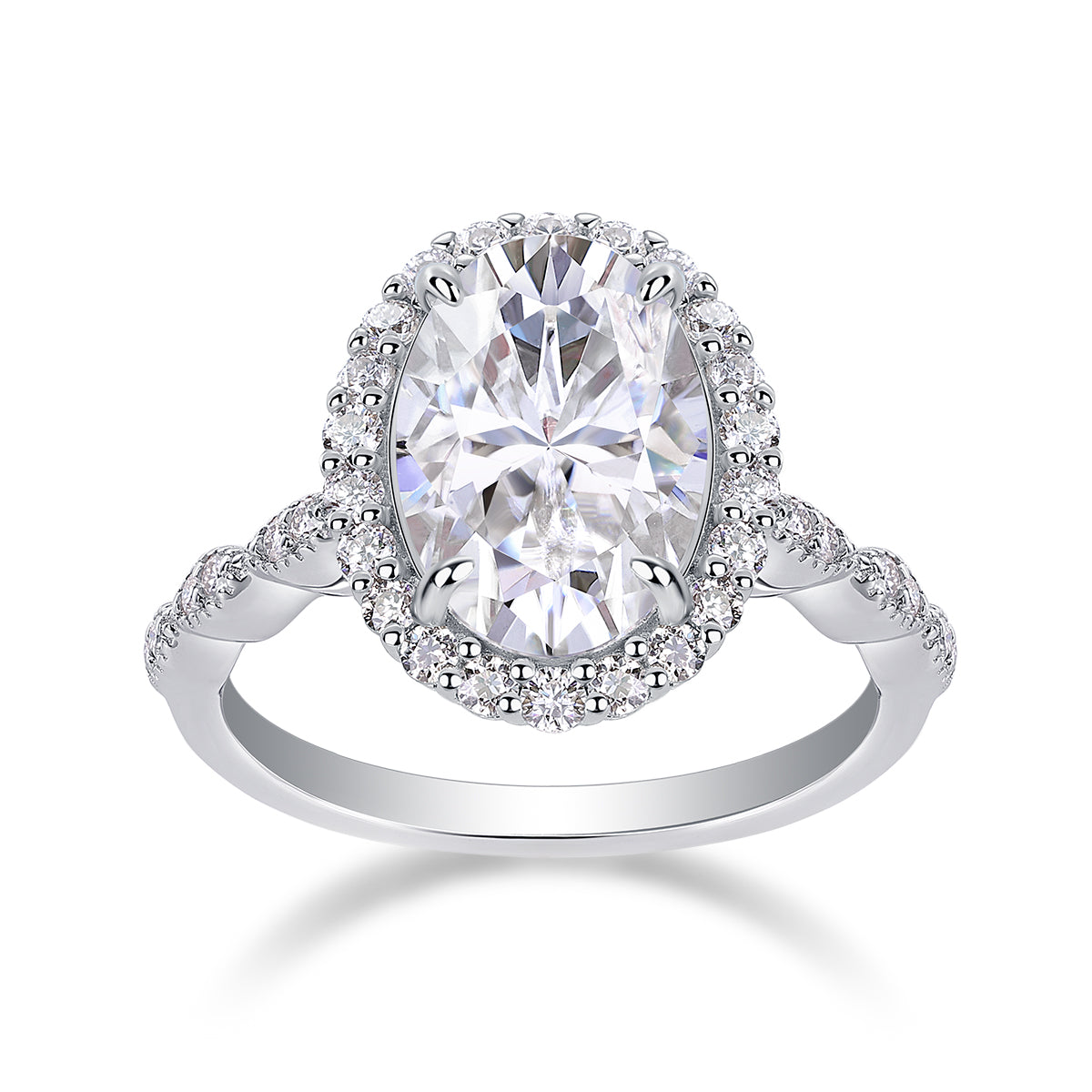 [Lavish Oval] Straight Arm Micro-paved 4.5 carat Moissanite Ring in Sterling Silver