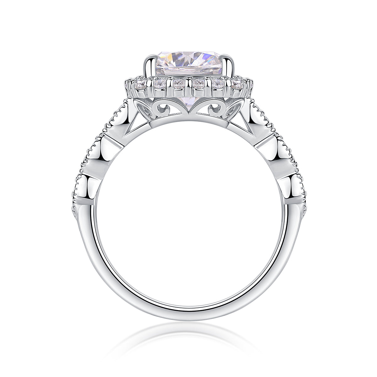 [Lavish Square] Straight Arm Micro-paved 3 carat Moissanite Ring in Sterling Silver