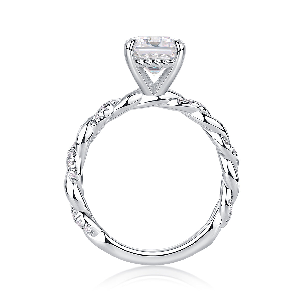 [Lavish Enerald] Twisted Arm Micro-paved 3.0 carat Moissanite Ring in Sterling Silver
