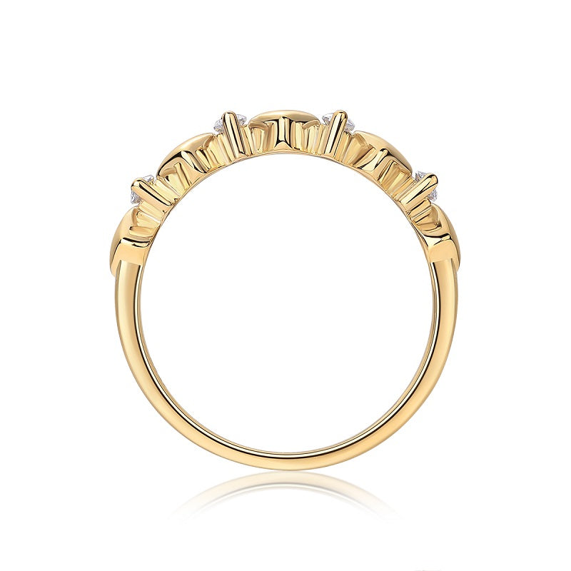 [Golden Heart] Heart-shaped Micro-paved Moissanite Ring in Sterling Silver