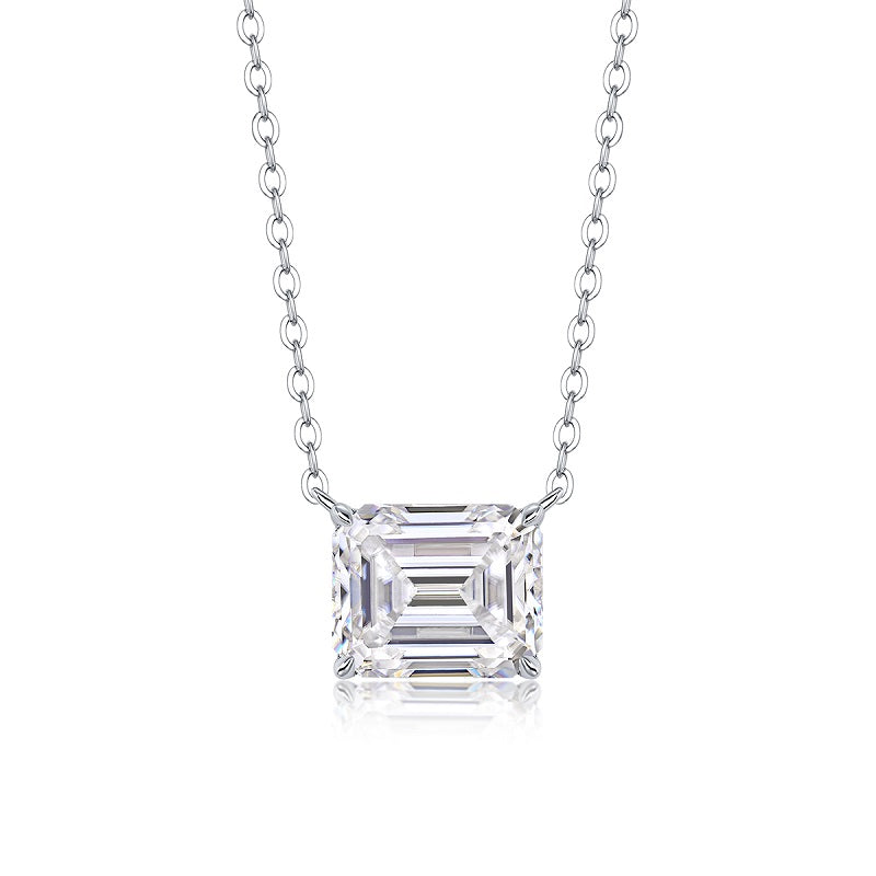 [Emerald] 5.0 carat Moissanite Necklace in Sterling Silver