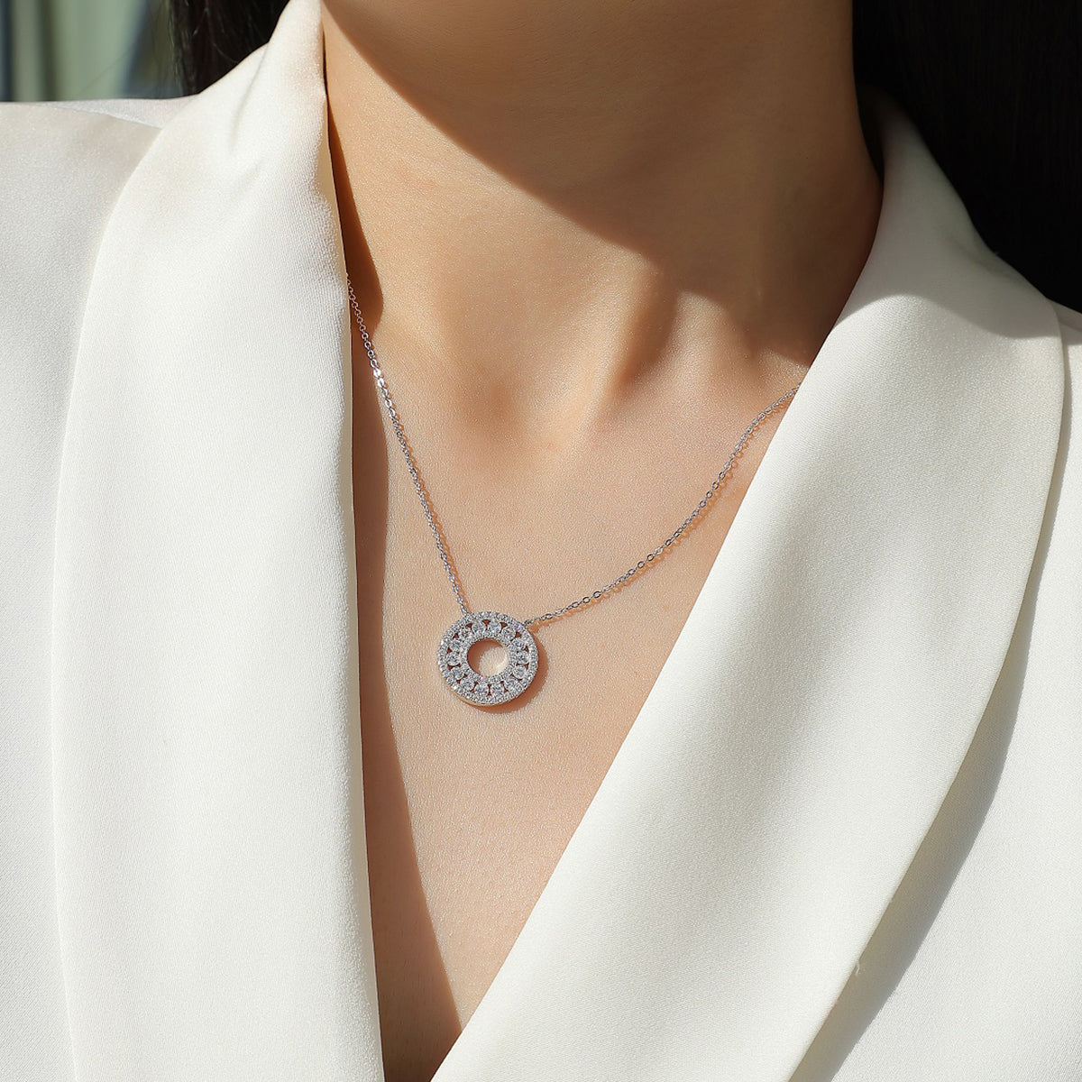 [Donut] Moissanite Necklace in Sterling Silver