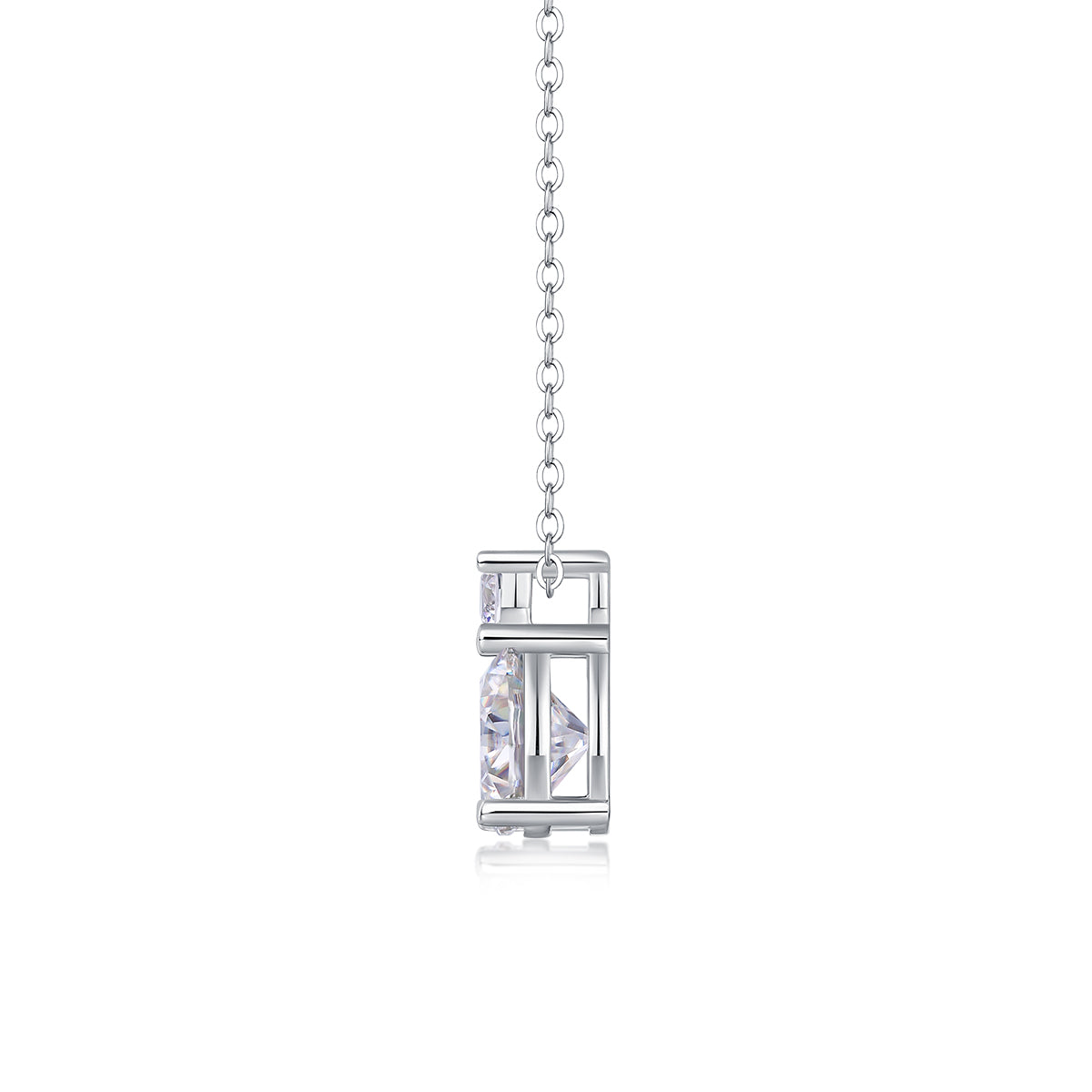 [Round Brilliant] 3.0 carat Moissanite Necklace in Sterling Silver